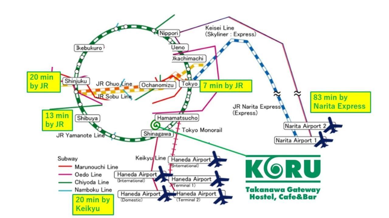 Koru Takanawa Gateway Hostel, Cafe&Bar Tokió Kültér fotó